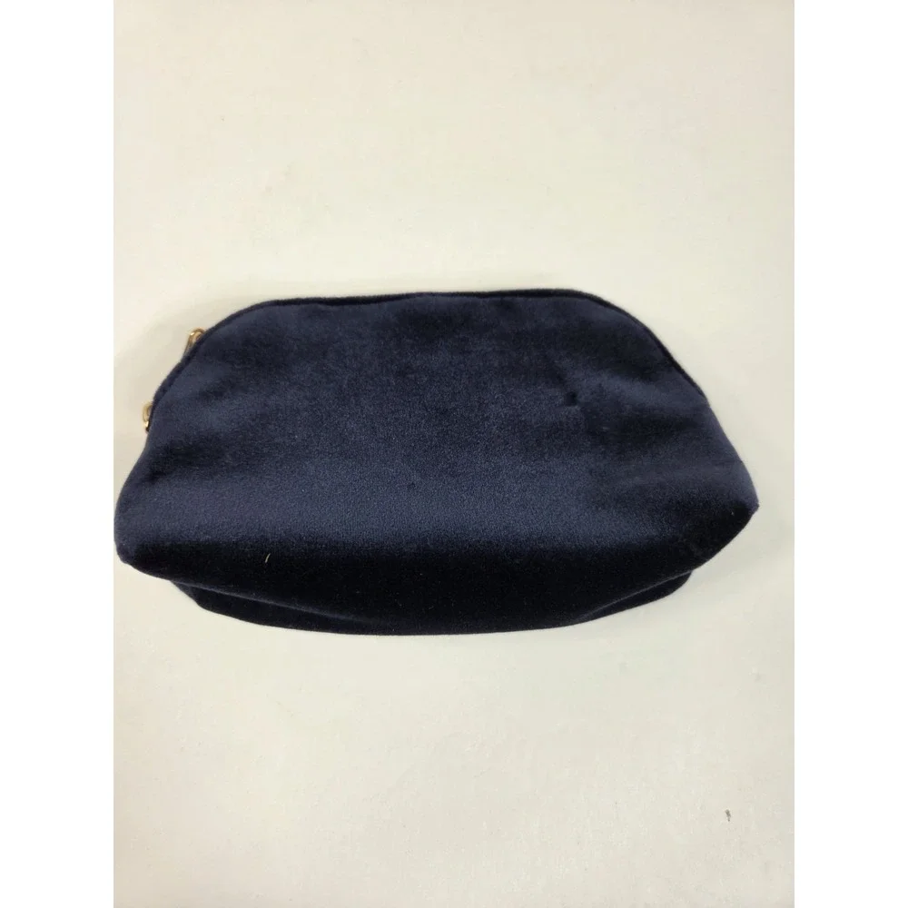 Christian DIOR CD Logo Navy Blue Velvet Cosmetic Zip Pouch Promo